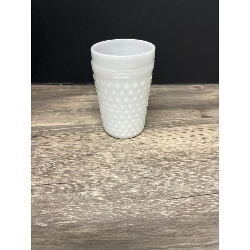 Fenton Hobnail Milk Glass Tumbler Vintage White Textured Juice Glass Good